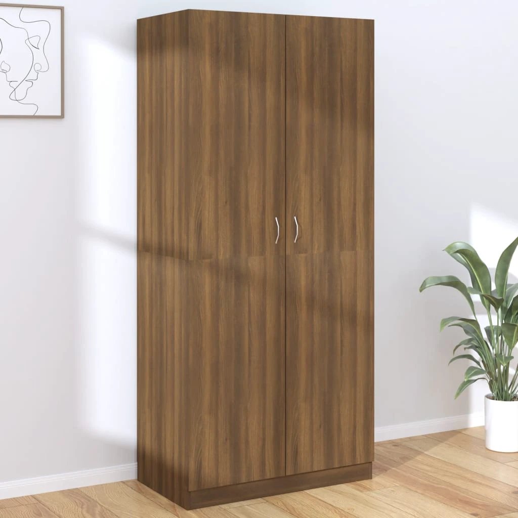 vidaXL Wardrobe Smoked Oak 90x50x200 cm Engineered Wood - Wardrobe