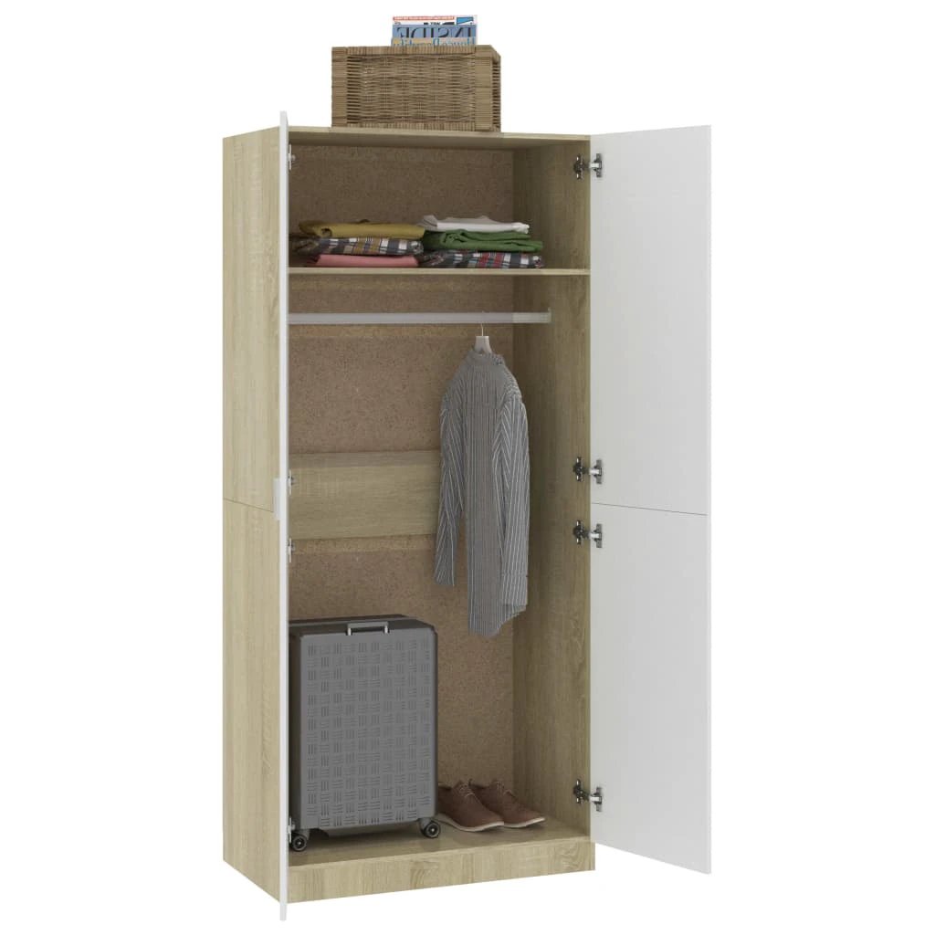 vidaXL Wardrobe Smoked Oak 90x50x200 cm Engineered Wood - Wardrobe