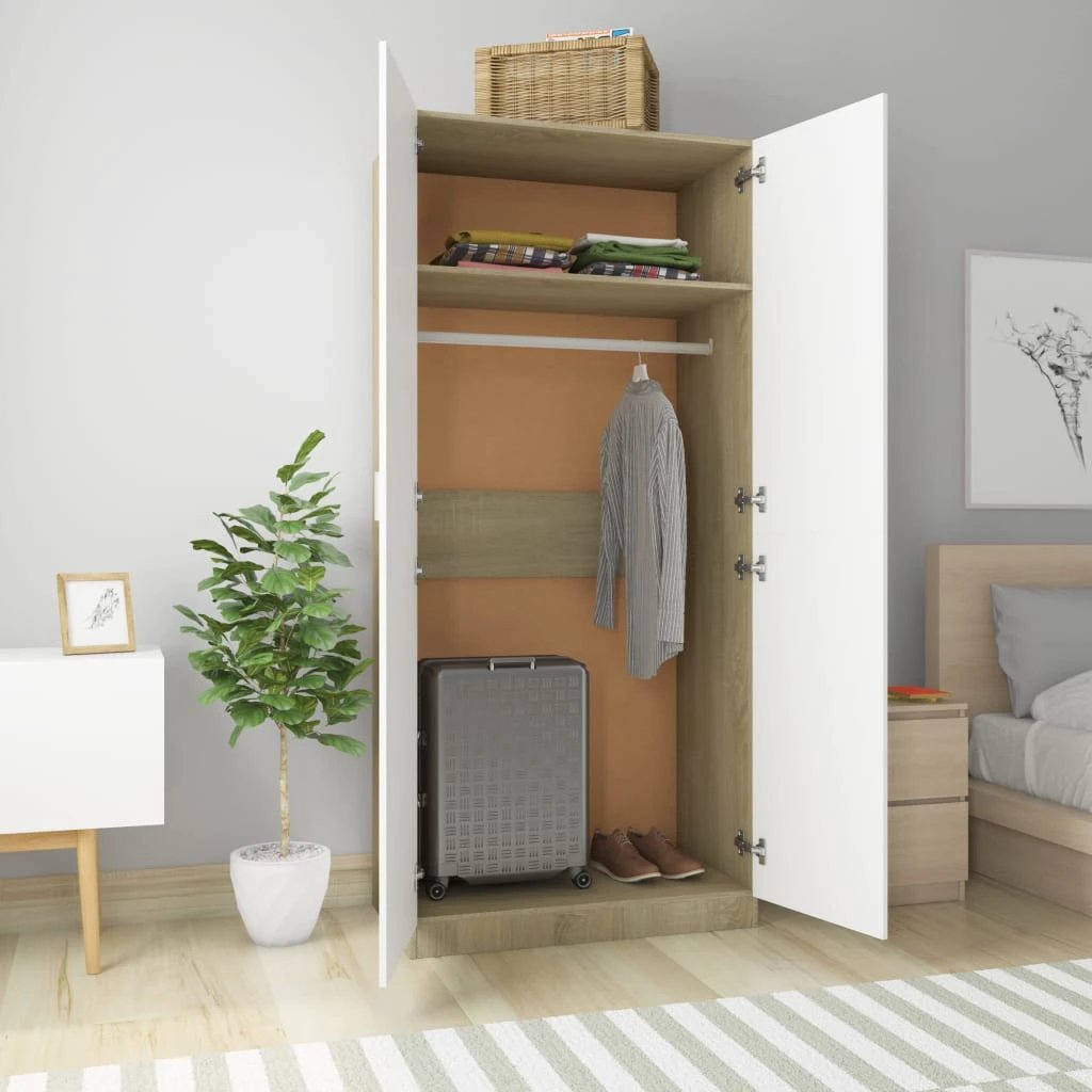 vidaXL Wardrobe Smoked Oak 90x50x200 cm Engineered Wood - Wardrobe