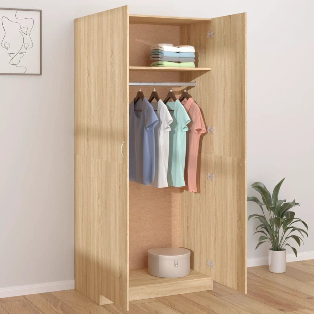 vidaXL Wardrobe Smoked Oak 90x50x200 cm Engineered Wood by vidaXL