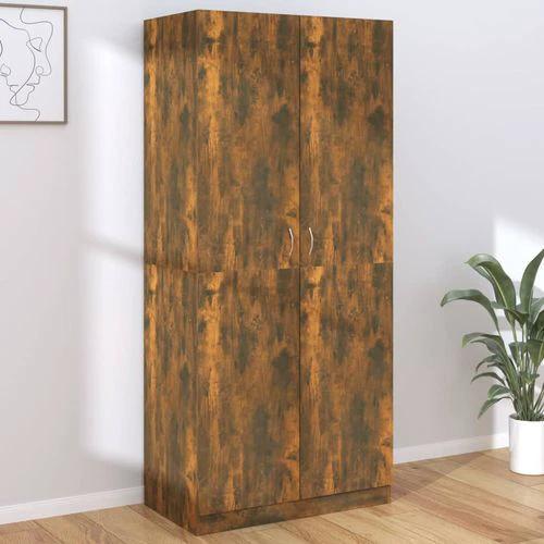 vidaXL Wardrobe Smoked Oak 90x50x200 cm Engineered Wood - Wardrobe