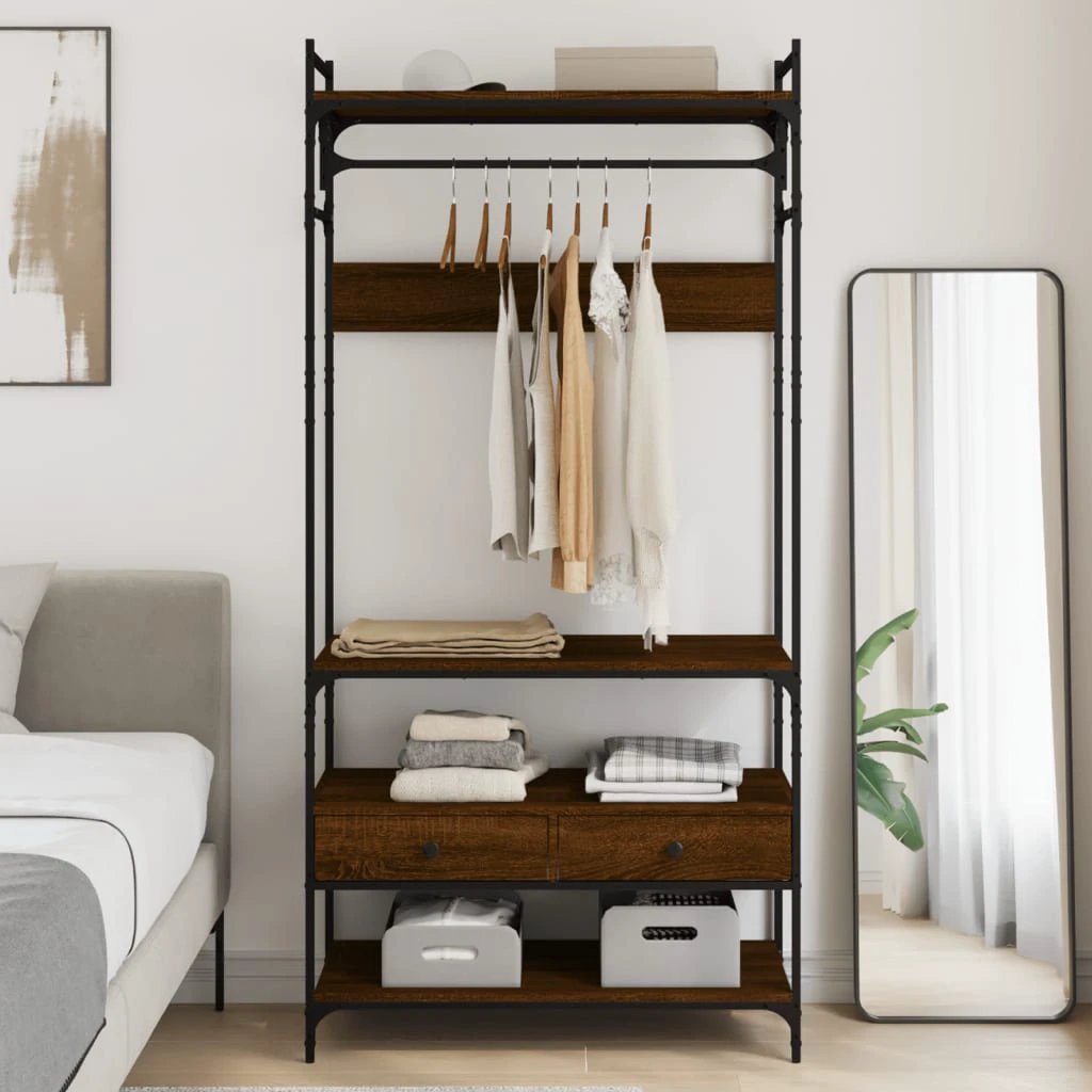 vidaXL vidaXL Wardrobe with Drawers Black 89x39x184.5 cm Engineered Wood - Wardrobe