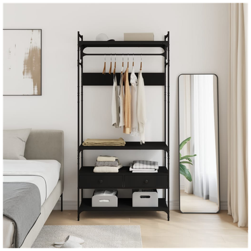 vidaXL vidaXL Wardrobe with Drawers Black 89x39x184.5 cm Engineered Wood - Wardrobe