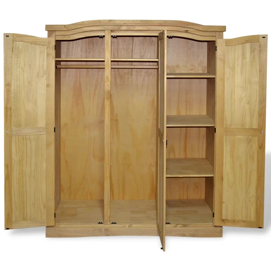vidaXL Wardrobe Mexican Pine Corona Range 3 Doors Grey by vidaXL
