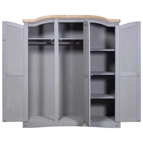 vidaXL Wardrobe Mexican Pine Corona Range 3 Doors Grey by vidaXL