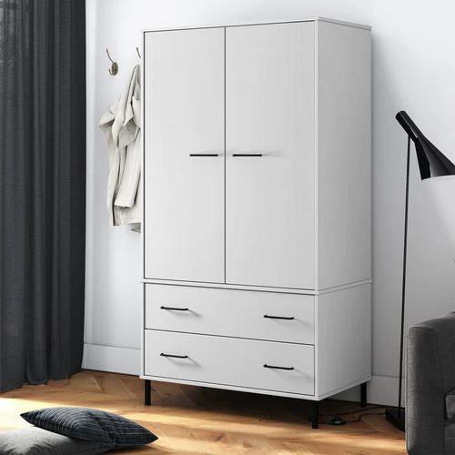 vidaXL Wardrobe with Metal Legs Brown 90x55x172.5 cm Solid Wood OSLO by vidaXL
