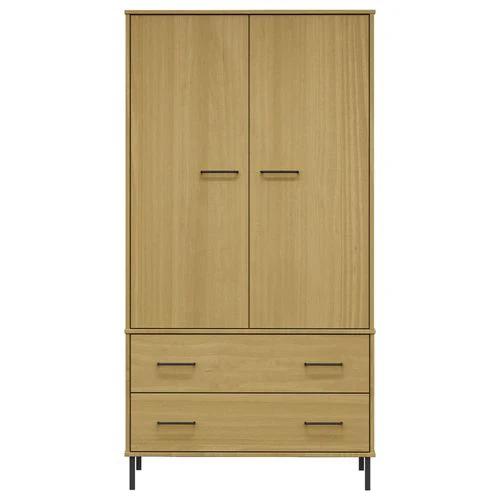 vidaXL Wardrobe with Metal Legs Brown 90x55x172.5 cm Solid Wood OSLO by vidaXL