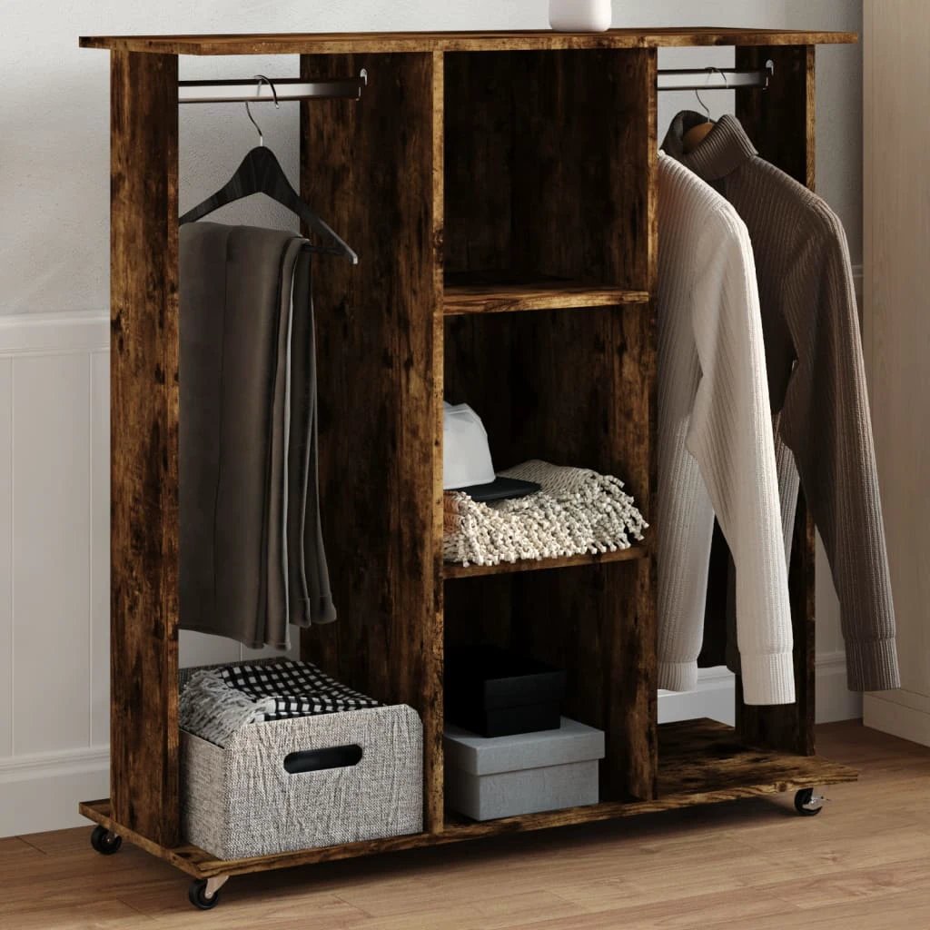 vidaXL Wardrobe with Wheels White 102x38x110 cm Engineered Wood by vidaXL