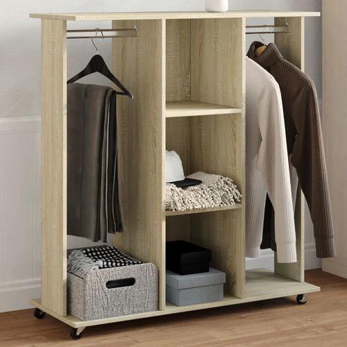 vidaXL Wardrobe with Wheels White 102x38x110 cm Engineered Wood - Wardrobe