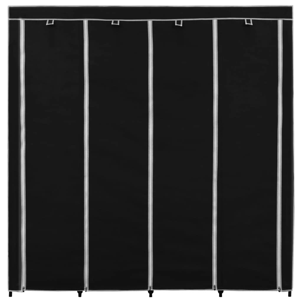 vidaXL Wardrobe with 4 Compartments Black 175x45x170 cm by vidaXL