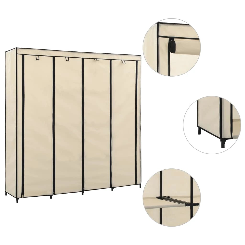 vidaXL Wardrobe with 4 Compartments Black 175x45x170 cm by vidaXL