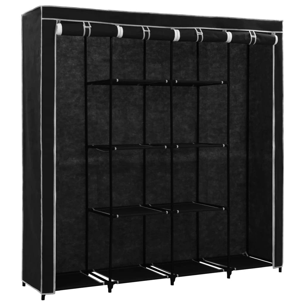 vidaXL Wardrobe with 4 Compartments Black 175x45x170 cm by vidaXL