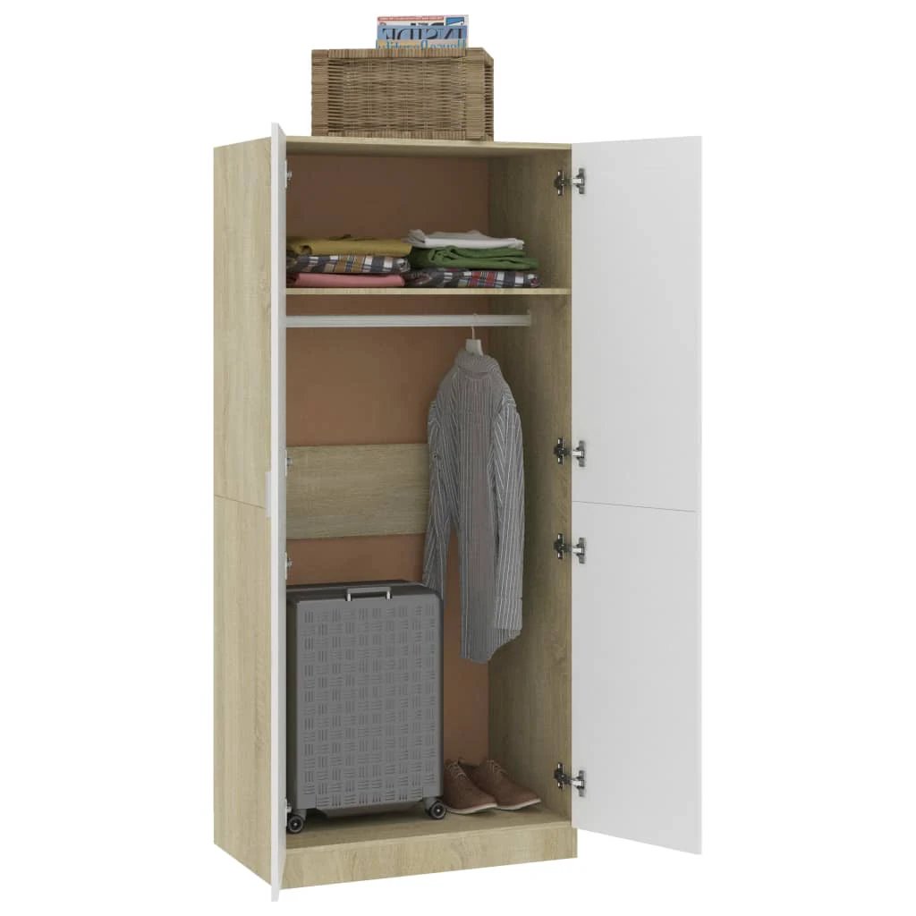 vidaXL Wardrobe Smoked Oak 80x50x180 cm Engineered Wood by vidaXL