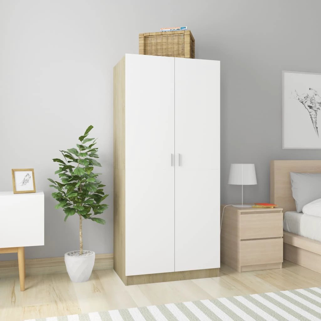 vidaXL Wardrobe Smoked Oak 80x50x180 cm Engineered Wood by vidaXL