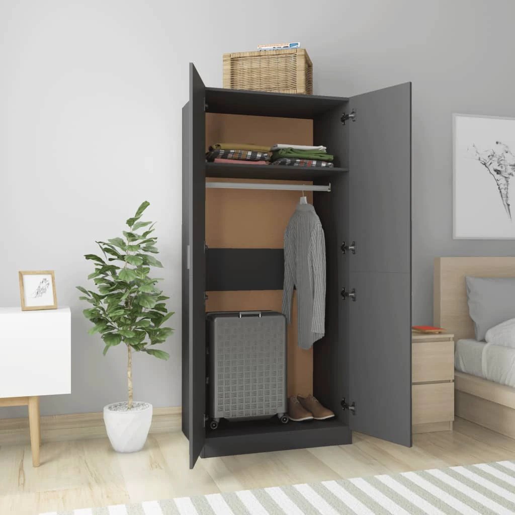 vidaXL Wardrobe Smoked Oak 80x50x180 cm Engineered Wood - Wardrobe