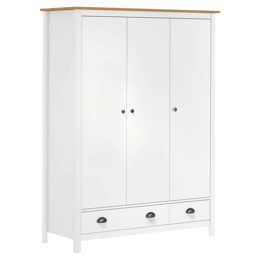 vidaXL 3-Door Wardrobe Hill Grey 127x50x170 cm Solid Pine Wood by vidaXL