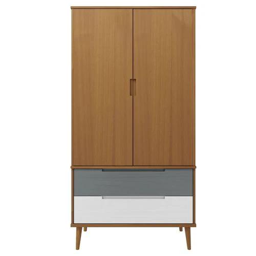 vidaXL Wardrobe MOLDE Brown 90x55x175 cm Solid Wood Pine - Wardrobe