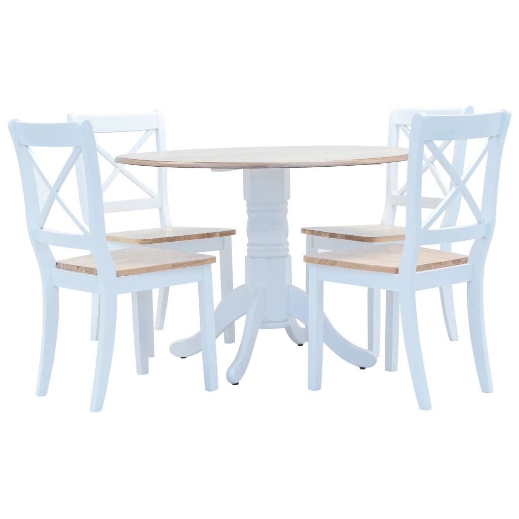vidaXL 5 Piece Dining Set Solid Rubber Wood White -