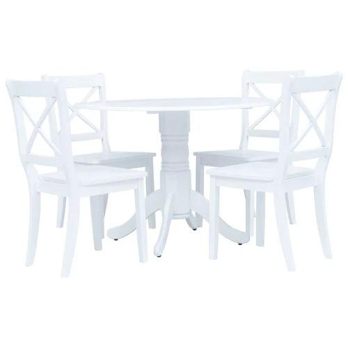 vidaXL 5 Piece Dining Set Solid Rubber Wood White -