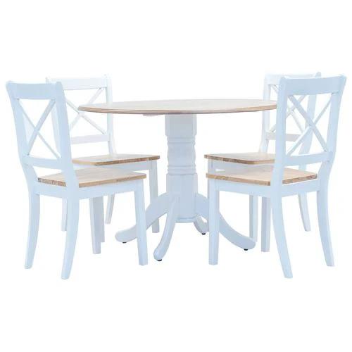vidaXL 5 Piece Dining Set Solid Rubber Wood White -