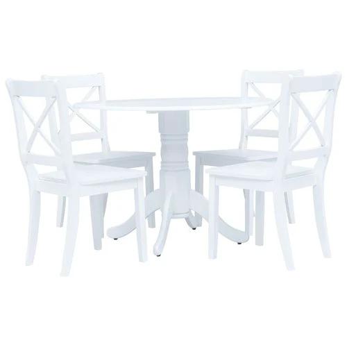 vidaXL 5 Piece Dining Set Solid Rubber Wood White -