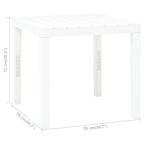 vidaXL vidaXL Garden Table White 78x78x72 cm Plastic -