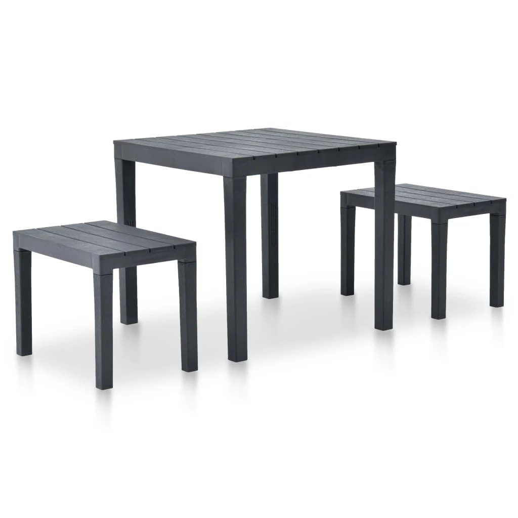 vidaXL vidaXL Garden Table with 2 Benches Plastic White -