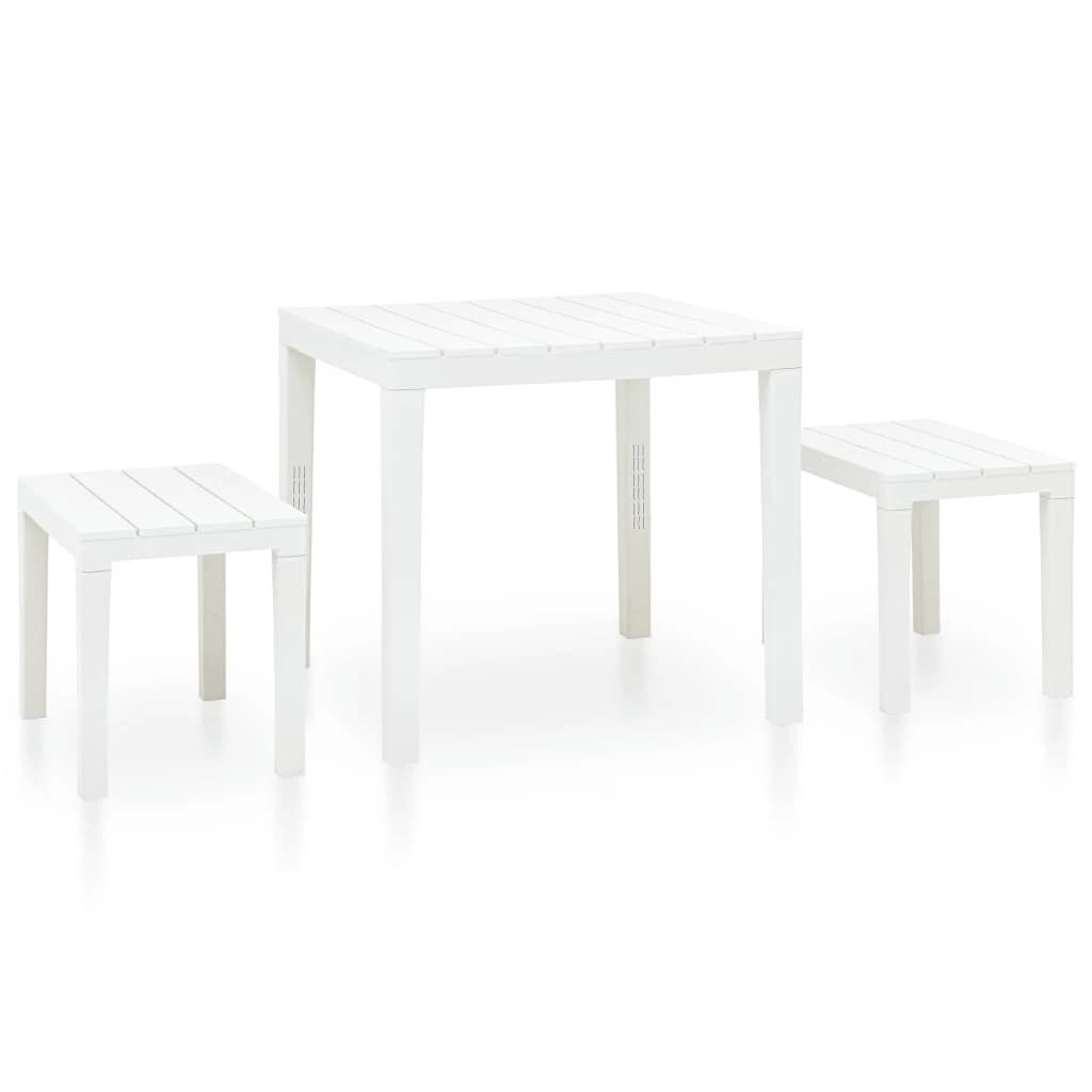 vidaXL vidaXL Garden Table with 2 Benches Plastic White -