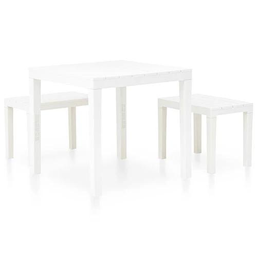 vidaXL Garden Table with 2 Benches Plastic White - from vidaXL