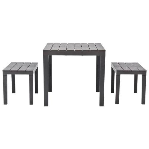vidaXL Garden Table with 2 Benches Plastic White - from vidaXL
