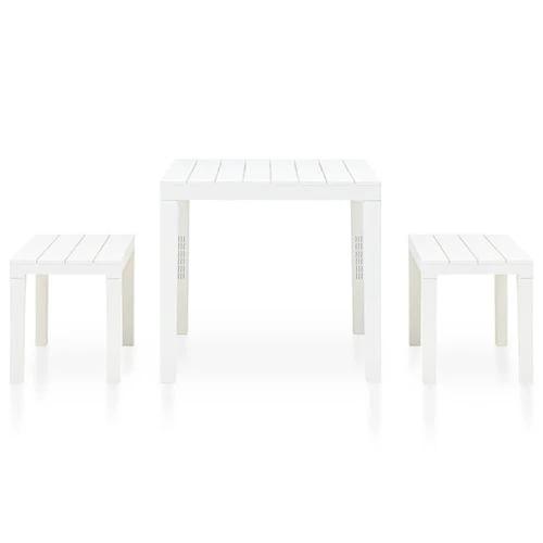 vidaXL vidaXL Garden Table with 2 Benches Plastic White -