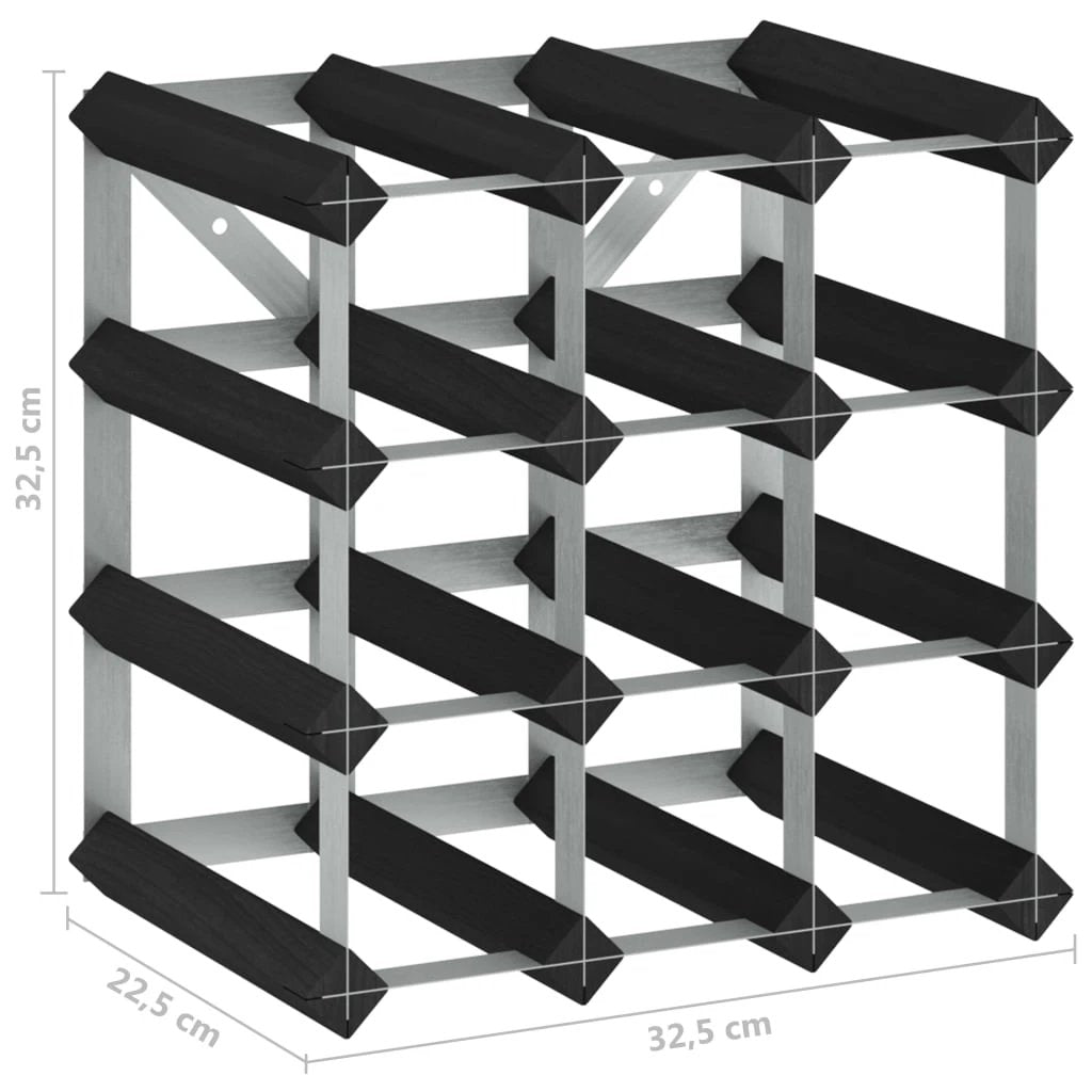 vidaXL Wine Rack for 12 Bottles Black Solid Pine Wood - Wine Rack