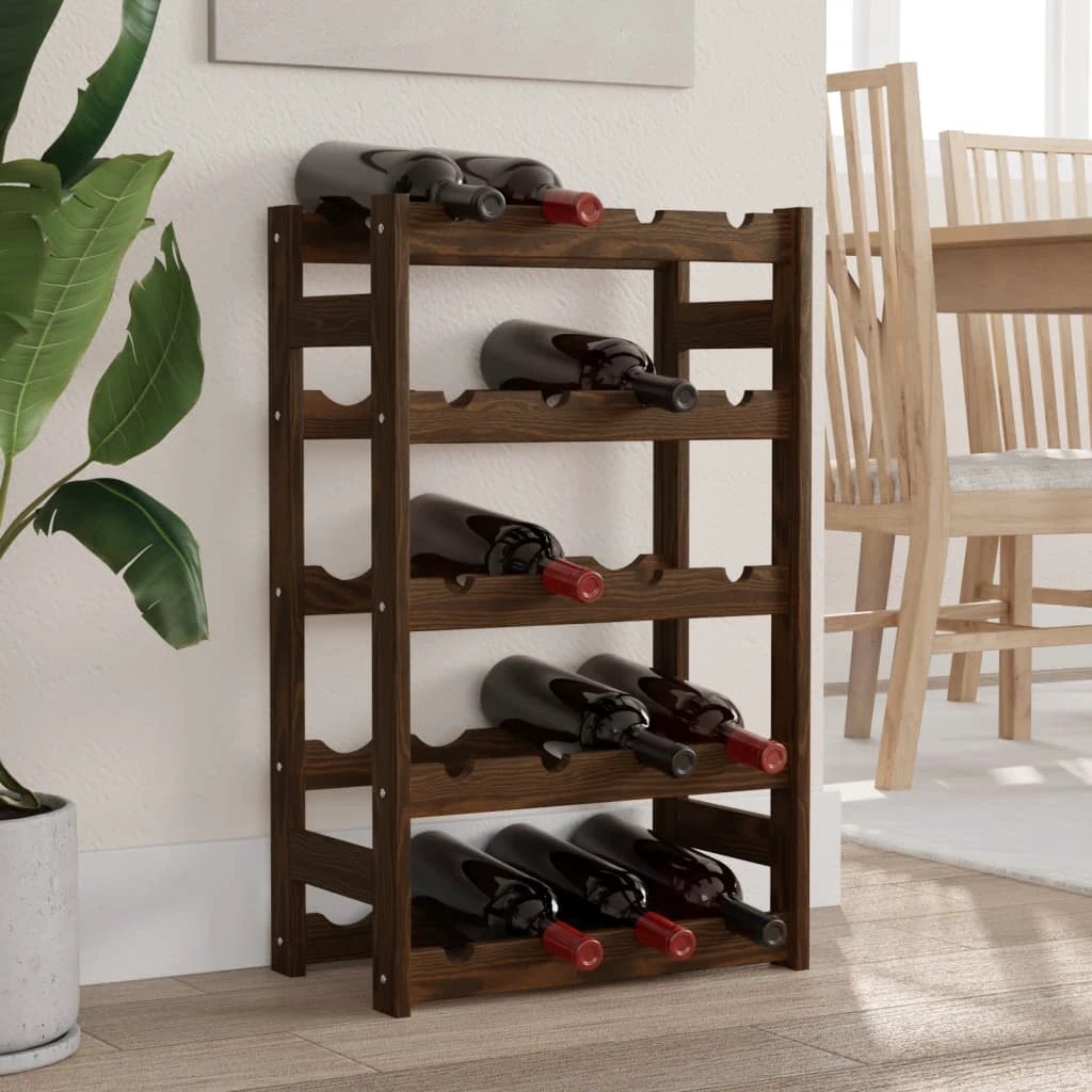 vidaXL vidaXL Wine Rack for 12 Bottles Grey Solid Wood Pine - Wine Rack