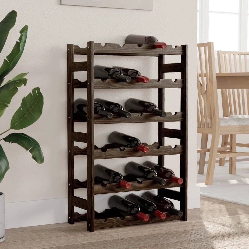 vidaXL Wine Rack for 12 Bottles Grey Solid Wood Pine by vidaXL