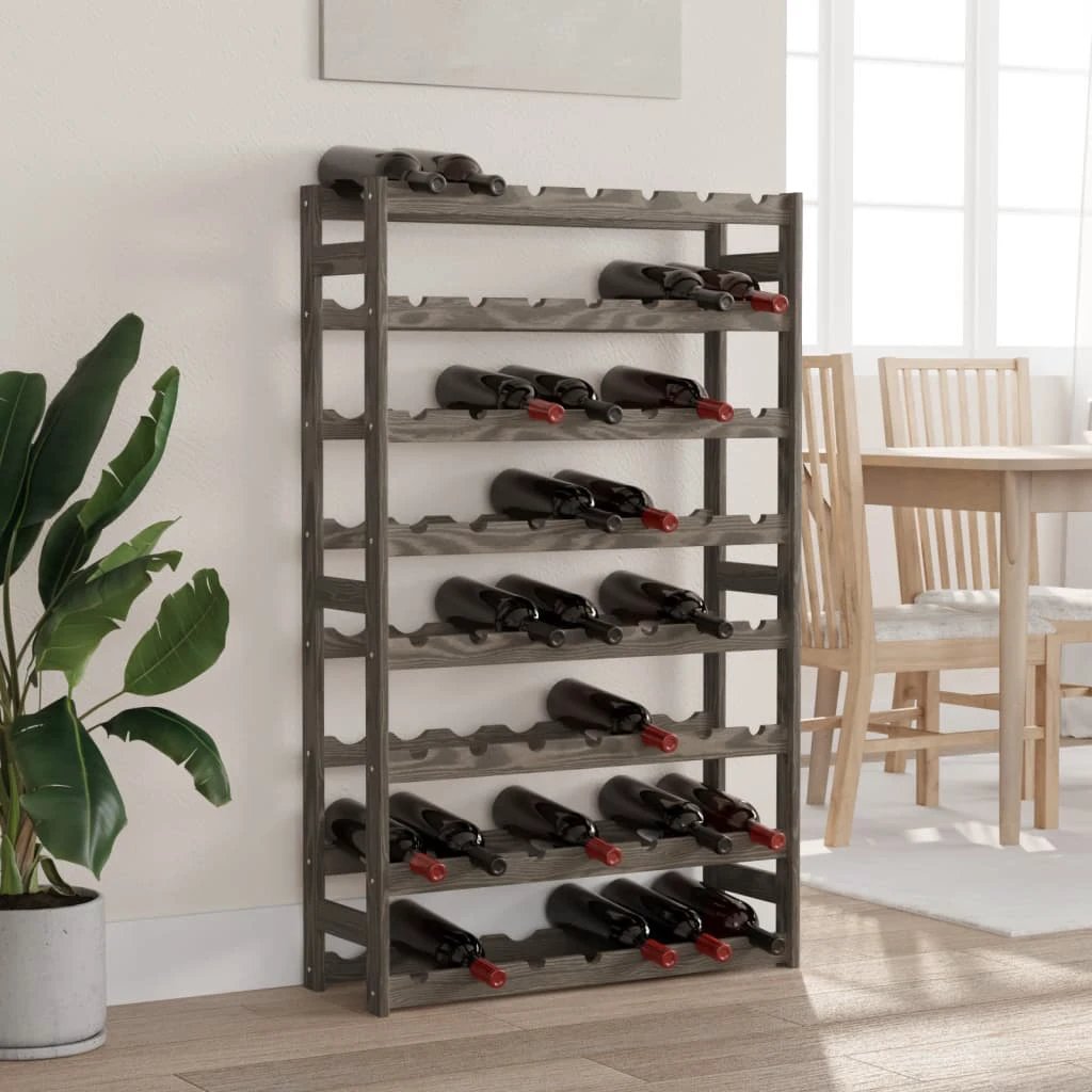 vidaXL vidaXL Wine Rack for 12 Bottles Grey Solid Wood Pine - Wine Rack
