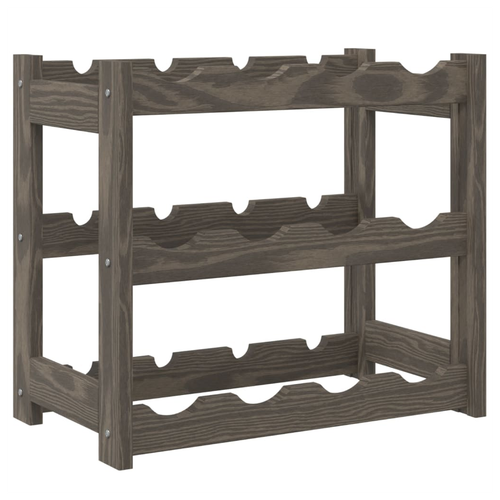 vidaXL Wine Rack for 12 Bottles Grey Solid Wood Pine by vidaXL