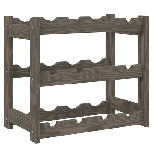 vidaXL Wine Rack for 12 Bottles Grey Solid Wood Pine by vidaXL