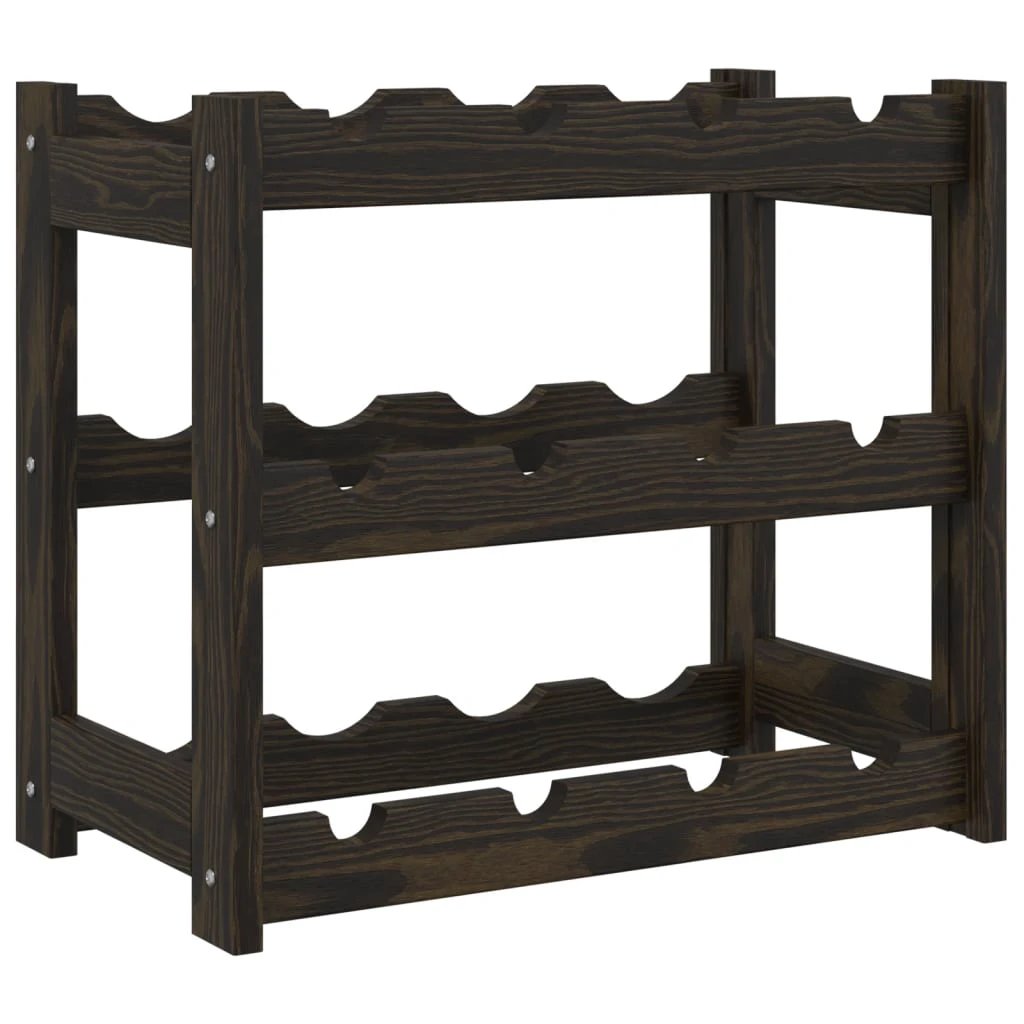vidaXL Wine Rack for 12 Bottles Grey Solid Wood Pine by vidaXL
