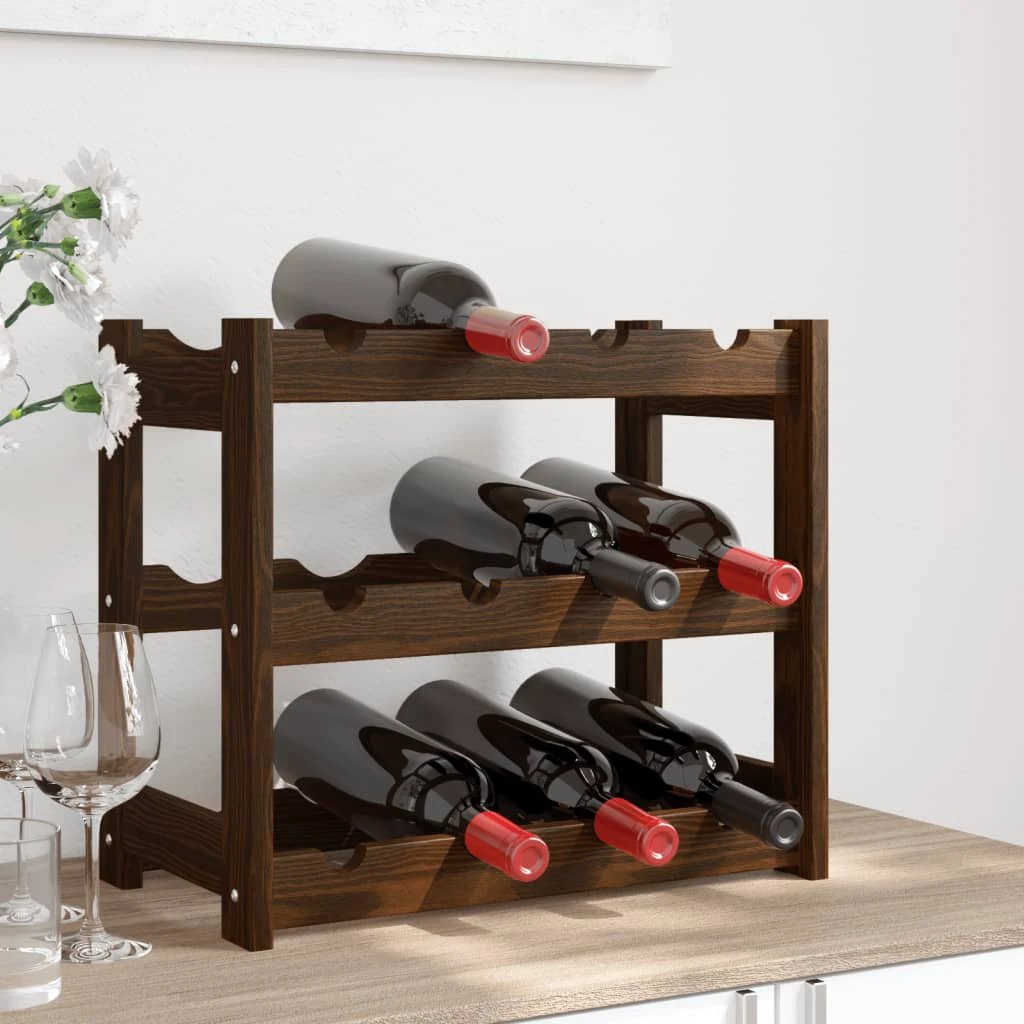 vidaXL vidaXL Wine Rack for 12 Bottles Grey Solid Wood Pine - Wine Rack