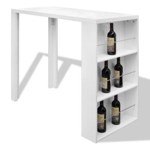 Bar Table MDF with Wine Rack High Gloss White by vidaXL
