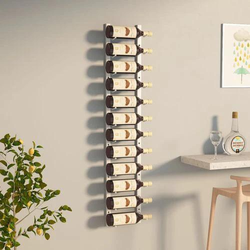 vidaXL Wall Mounted Wine Rack for 12 Bottles White Iron - Wine Rack