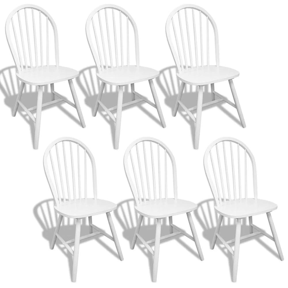 Dining Chairs 6 pcs vidaXL White Solid Rubber Wood by vidaXL