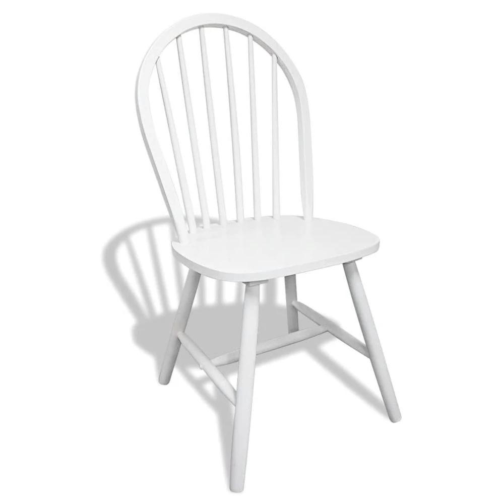 Dining Chairs 6 pcs vidaXL White Solid Rubber Wood by vidaXL