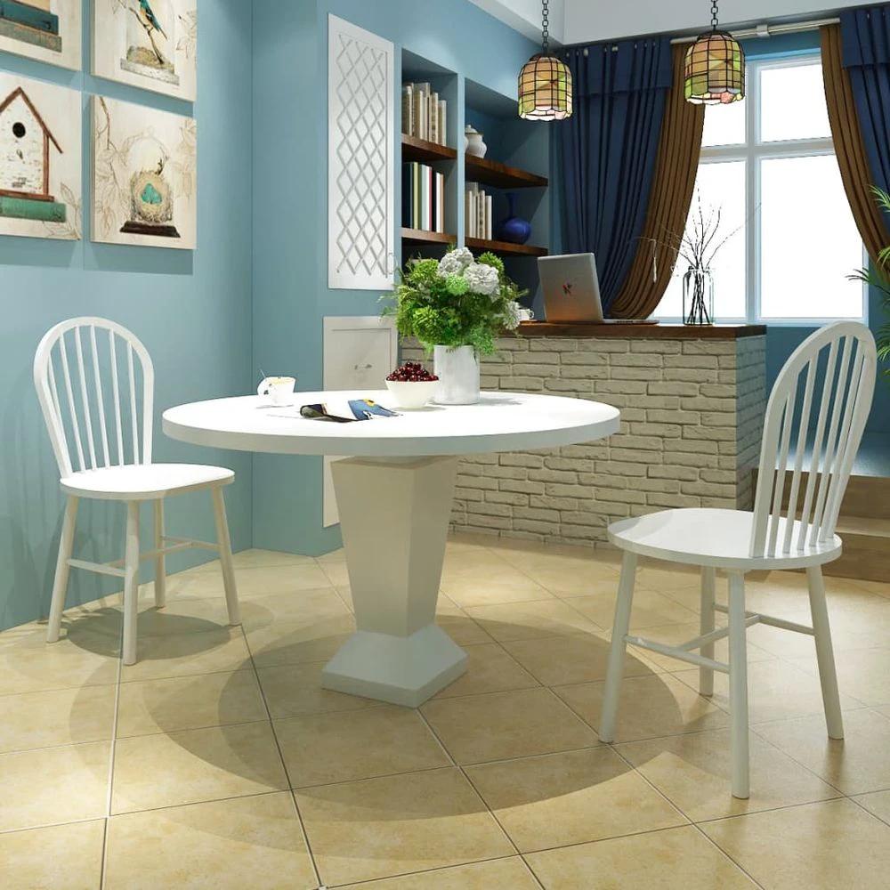 Dining Chairs 6 pcs vidaXL White Solid Rubber Wood by vidaXL