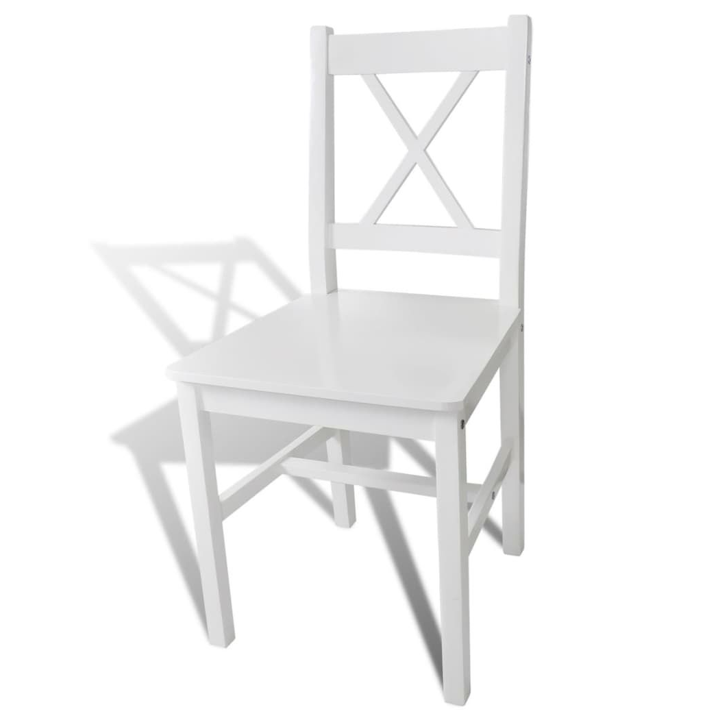 vidaXL Dining Chairs 6 pcs vidaXL White Pinewood - Uncategorized Wooden Chairs