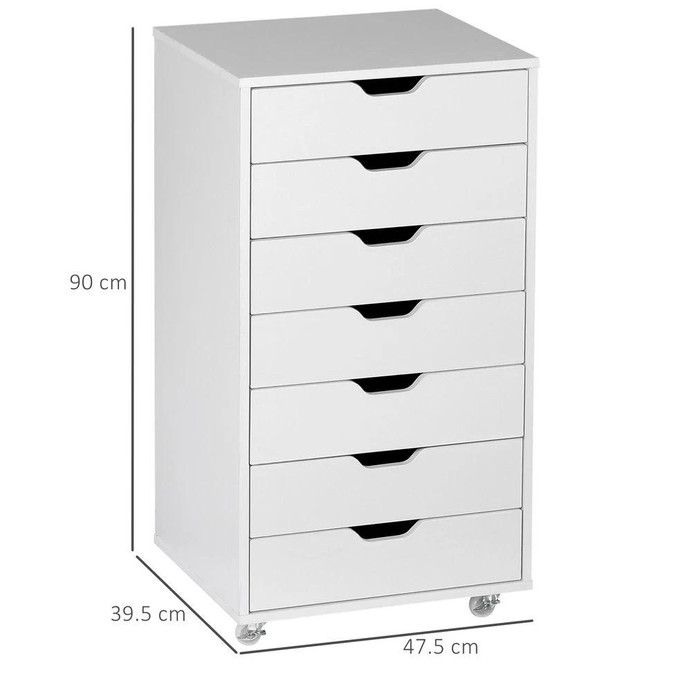 Vinsetto Mobile Filing Cabinet, 7-drawer File Cabinet with Wheels, White by Vinsetto