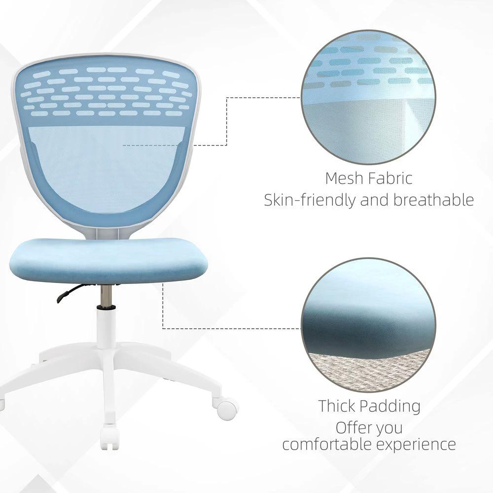 Vinsetto Desk Chair, Height Adjustable Mesh Office Chair with Wheels, Blue by Vinsetto
