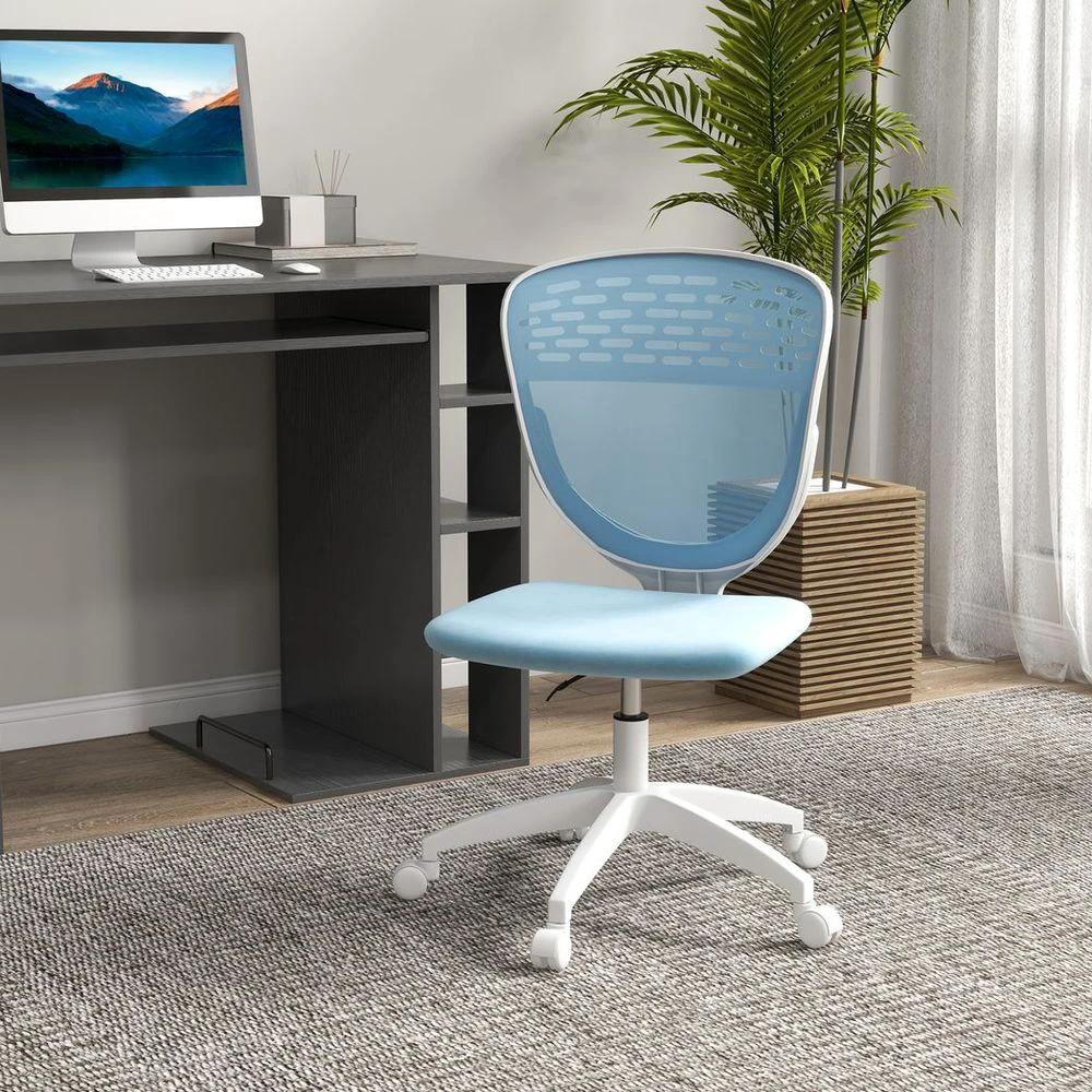 Vinsetto Desk Chair, Height Adjustable Mesh Office Chair with Wheels, Blue by Vinsetto