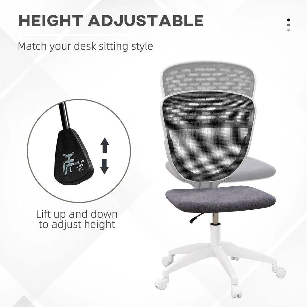Vinsetto Desk Chair, Height Adjustable Mesh Office Chair with Wheels, Grey by Vinsetto