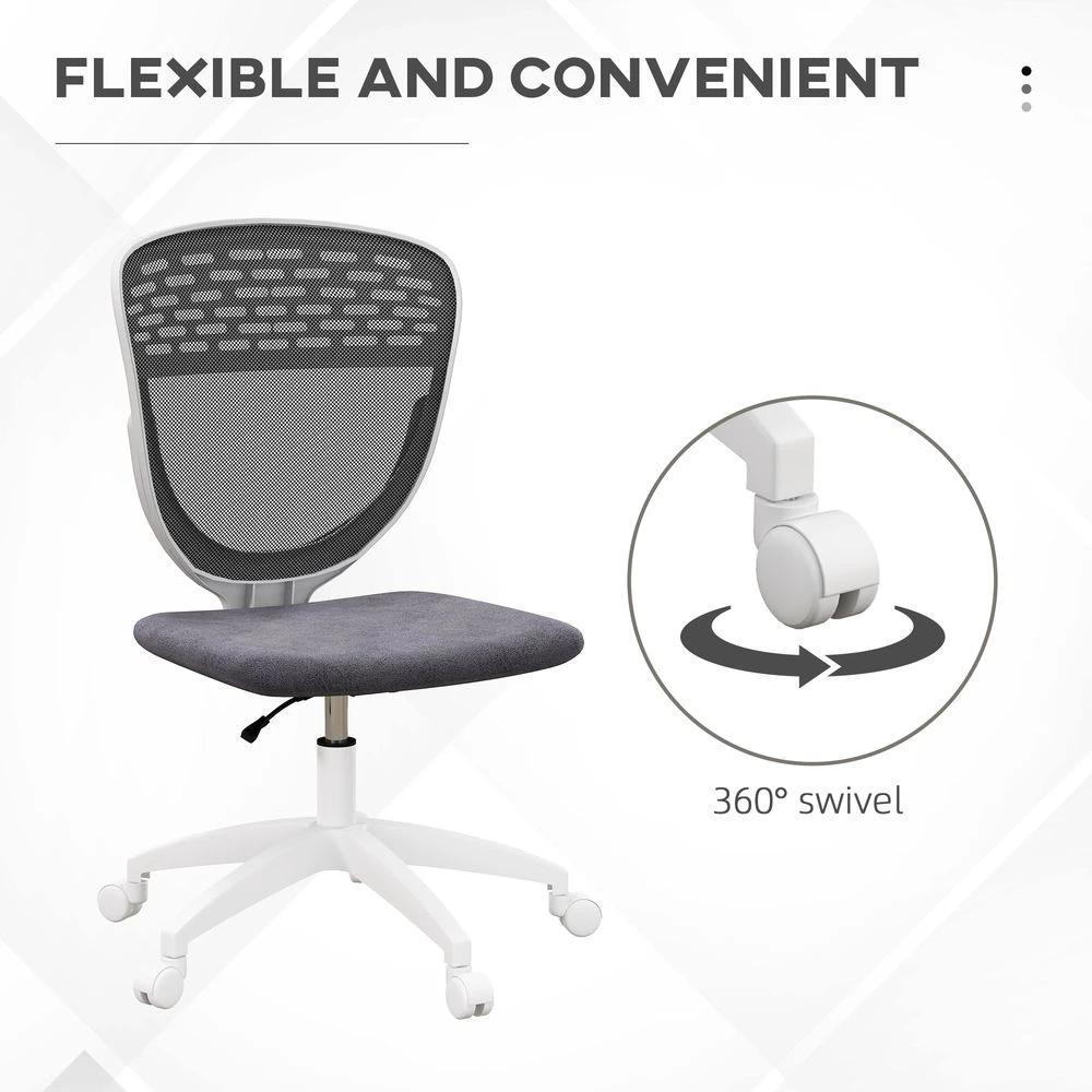 Vinsetto Desk Chair, Height Adjustable Mesh Office Chair with Wheels, Grey by Vinsetto